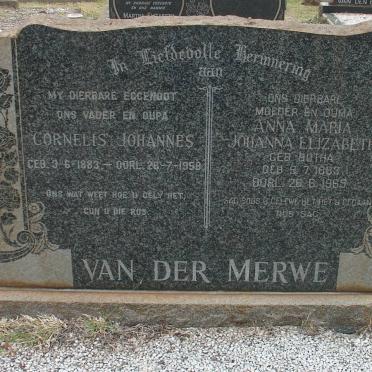 MERWE Cornelis Johannes, van der 1883-1958 &amp; Anna Maria Johanna Elizabeth BOTHA 1883-1969