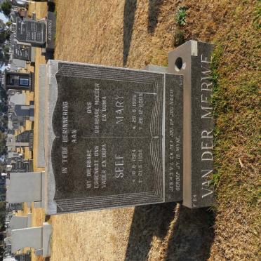MERWE Seef, van der 1924-1996 &amp; Mary 1926-2005
