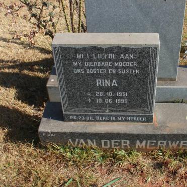 MERWE Rina, van der 1951-1999