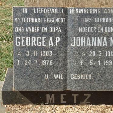 METZ George A.P. 1903-1976 &amp; Johanna M.I. 1912-1994