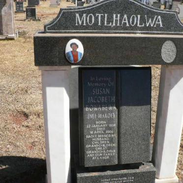 MOTLHAOLWA Susan Jacobeth Bowabewa nee MAKOE 193?-2006