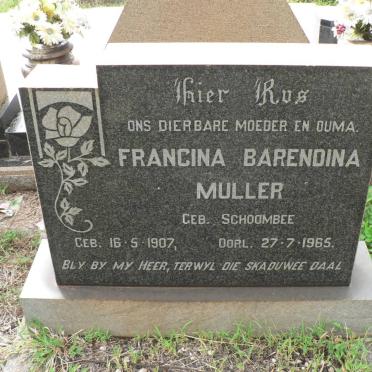 MULLER Francina Barendina nee SCHOOMBEE 1907-1965
