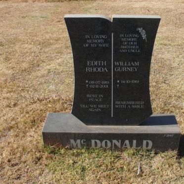 McDONALD William Gurney 1919- &amp; Edith Rhoda 1919-2001