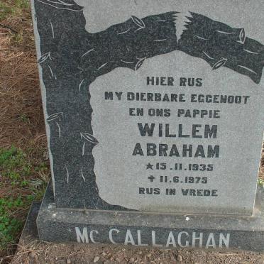 McCALLAGHAN Willem Abraham 1935-1975