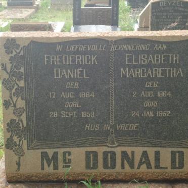 McDONALD Frederick Daniël 1864-1953 &amp; Elisabeth Margaretha 1864-1952
