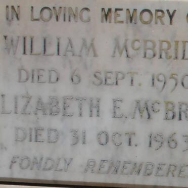 McBRIDE William -1950 &amp; Elizabeth E. -1963