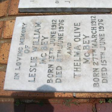 McBEY Leslie William 1912-1976 &amp; Thelma Oliver 1912-1976