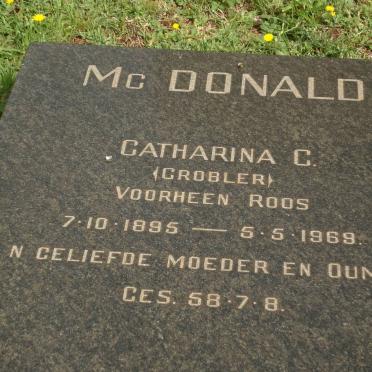 McDONALD Catharina C. voorheen ROOS nee GROBLER 1895-1969