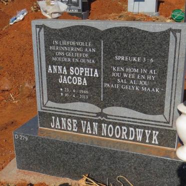 NOORDWYK Anna Sophia Jacoba, Janse van 1946-2013
