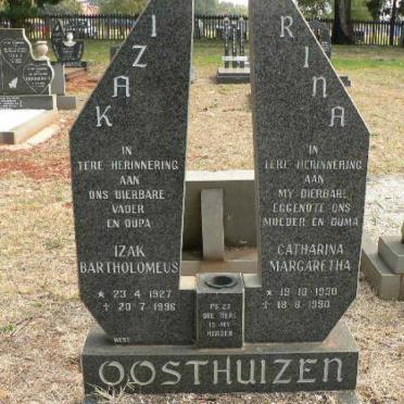OOSTHUIZEN Izak Bartholomeus 1927-1996 &amp; Catharina Margaretha 1930-1990