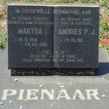 PIENAAR Andries P.J. 1911- &amp; Martha 1919-1990