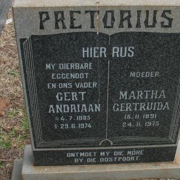 PRETORIUS Gert Andriaan 1885-1974 &amp; Martha Gertruida 1891-1975