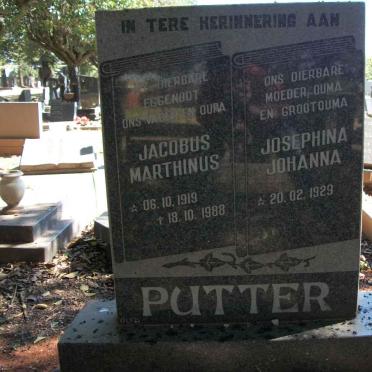 PUTTER Jacobus Marthinus 1919-1988 &amp; Josephina Johanna 1929-