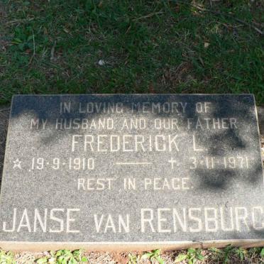 RENSBURG Frederik L., Janse van 1910-1971