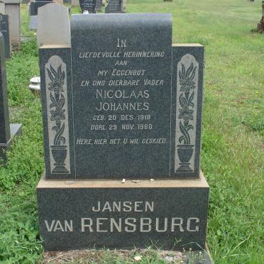 RENSBURG Nicolaas Johannes, Jansen van 1918-1960