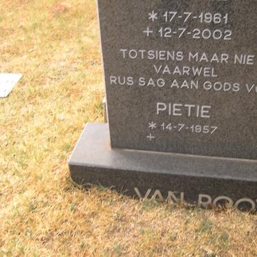 ROOYEN Driesie, van 1961-2002 &amp; Pietie 1957-