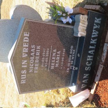 SCHALKWYK Nicolaas Frederi, van 1947-2004 &amp; Helena Maria 1948-