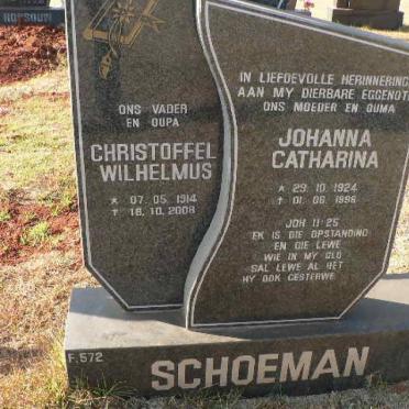 SCHOEMAN Christoffel Wilhelmus 1914-2008 &amp; Johanna Catharina 1924-1998