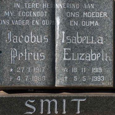 SMIT Jacobus Petrus 1917-1988 &amp; Isabella Elizabeth 1919-1993