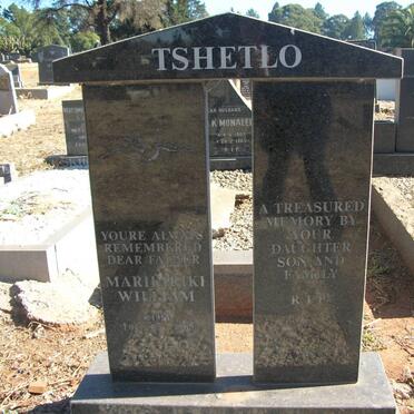 TSHETLO Marikiriki William 1913-1965