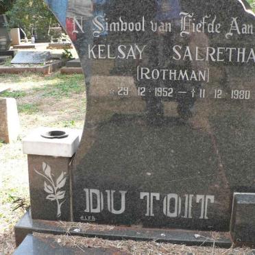 TOIT Kelsay Salretha, du nee ROTHMAN 1952-1980