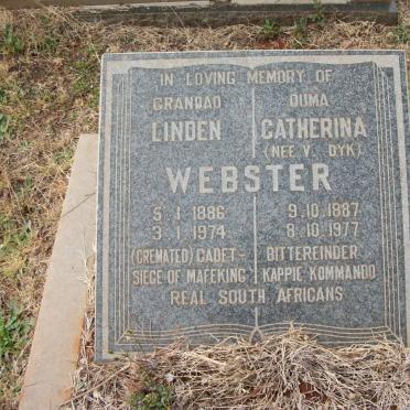 WEBSTER Linden 1886-1974 &amp; Catherina V. DYK 1887-1977