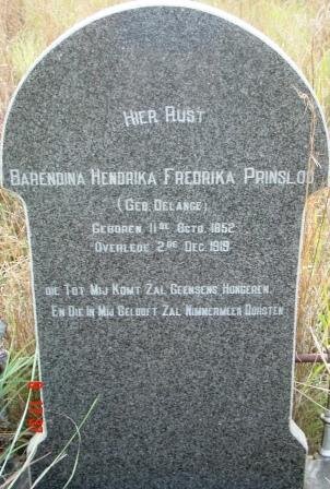 PRINSLOO Barendina Hendrika Fredrika nee DE LANGE 1852-1919