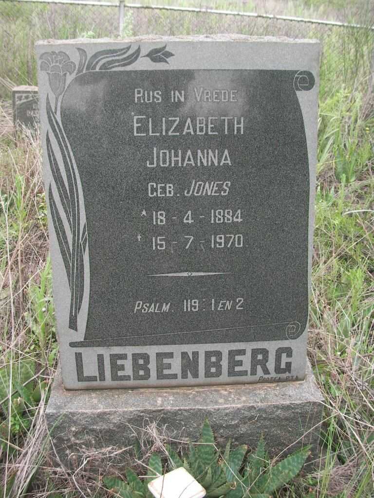 LIEBENBERG Elizabeth Johanna nee JONES 1884-1970