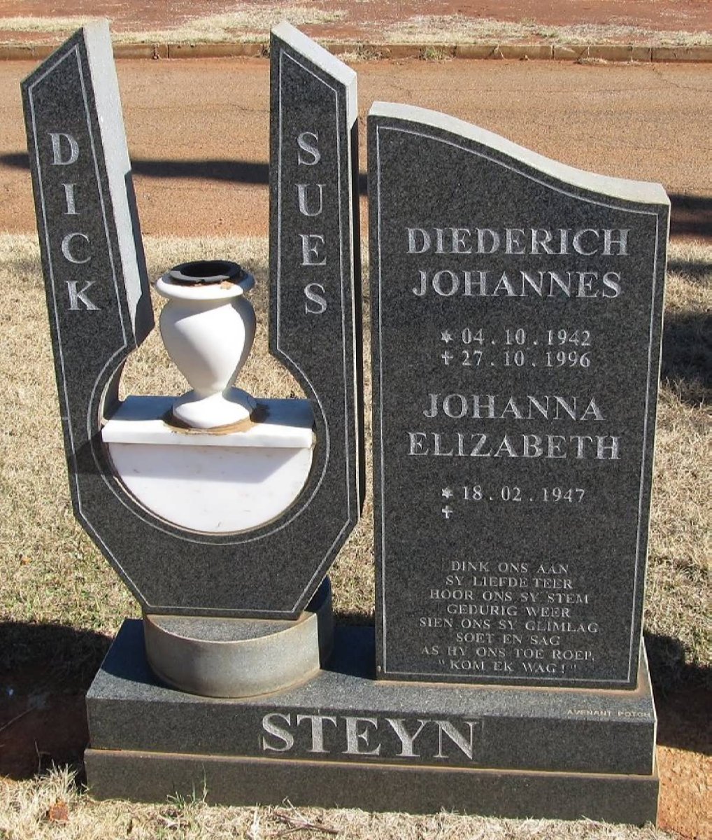 STEYN Diederich Johannes 1942-1996 &amp; Johanna Elizabeth 1947-
