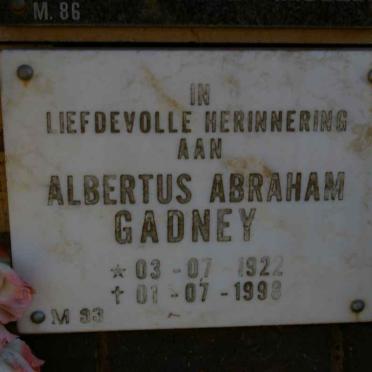 GADNEY Albertus Abraham 1922--1998