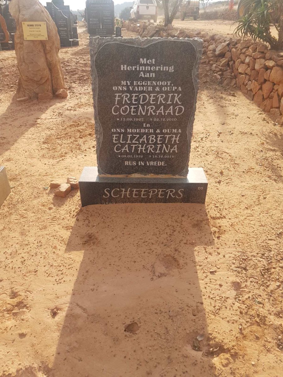SCHEEPERS Frederik Coenraad 1927-2010 & Elizabeth Cathrina 1932-2014