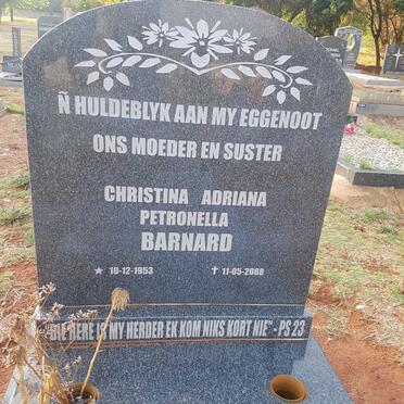 BARNARD Christina Adriana Petronella 1953-2008