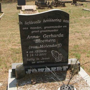 JOUBERT Anna Gerharda Bloemera nee VAN MOLENDORFF 1908-2001