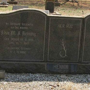 HENNING Hendrik J ?-? &amp; Elsie M.J. HOUGH 1898-1943
