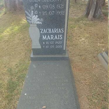 MARAIS Zacharias 1920-2001 &amp; Mary HANSON 1921-1992
