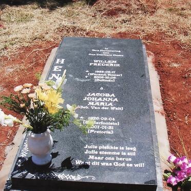 HENNING Willem Frederik 1922-2005 &amp; Jacoba Johanna Maria VAN DER WALT 1926-2007