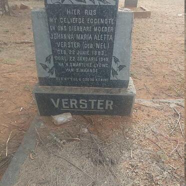 VERSTER Johanna Maria Aletta nee NEL 1883-1948
