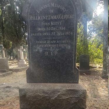 GERICKE Millicent Emma nee KEEVY 1894-1924