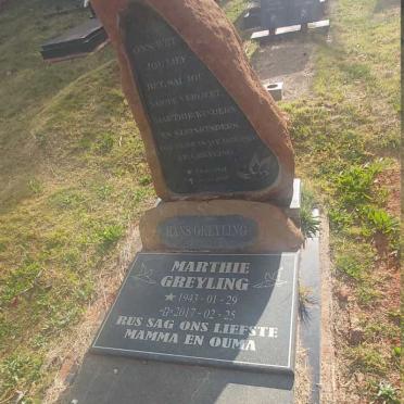 GREYLING J.F. 1941-2007 &amp; Marthie 1943-2017