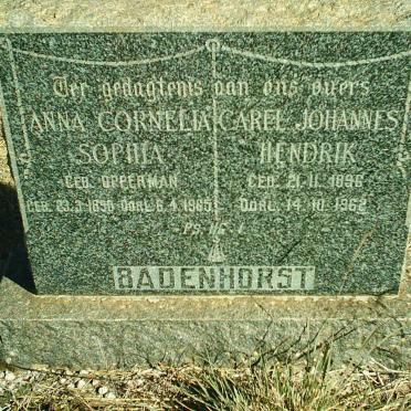 BADENHORST Carel Johannes Hendrik 1896-1962 &amp; Anna Cornelia Sophia OPPERMAN 1898-1965