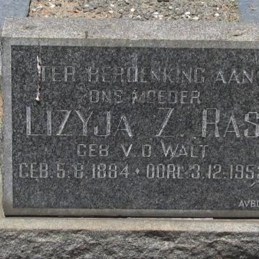 RAS Lizyja Z. nee V.D. WALT 1884-1952