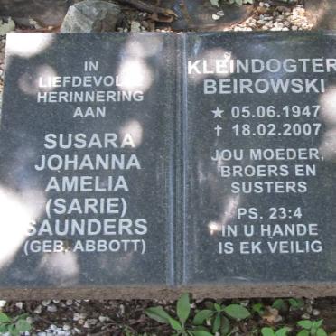 SAUNDERS Susara Johanna Amelia nee ABBOTT 1947-2007