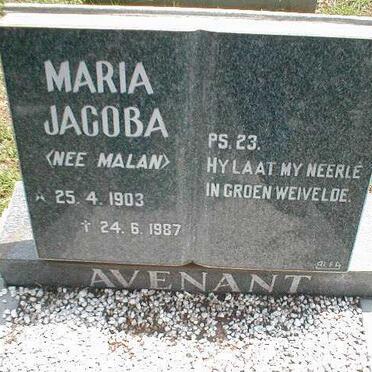 AVENANT Maria Jacoba nee MALAN 1903-1987