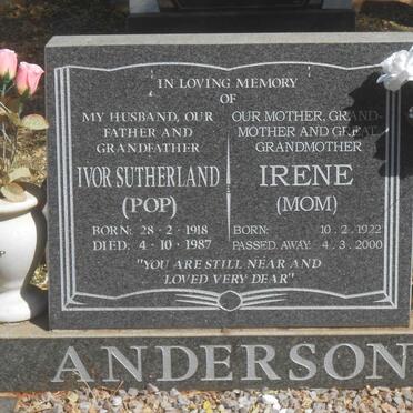 ANDERSON Ivor Sutherland 1918-1987 &amp; Irene 1922-2000