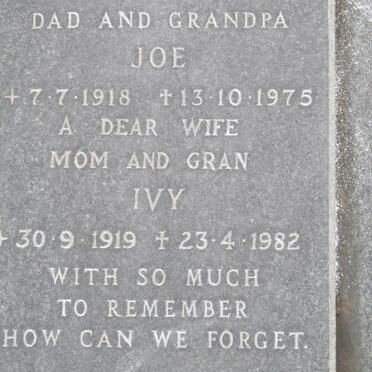 BEGBIE Joe 1918-1975 &amp; Ivy 1919-1982