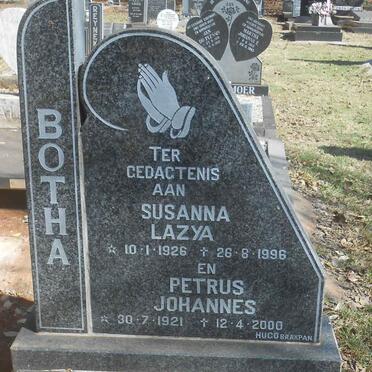 BOTHA Petrus Johannes 1921-2000 &amp; Susanna Lazya 1926-1996