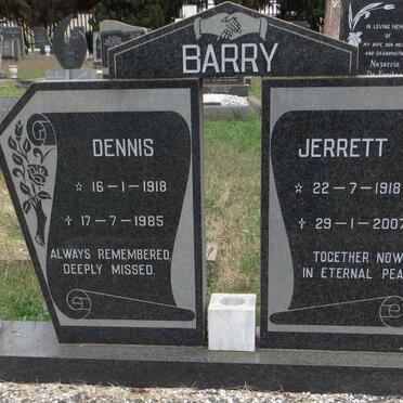 BARRY Dennis 1918-1985 &amp; Jerrett 1918-2007
