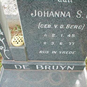 BRUYN Johanna S.R., de nee V.D. BERG 1945-1977