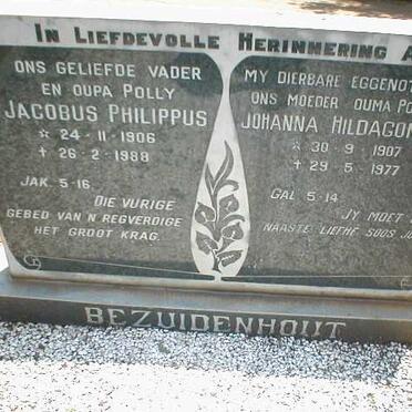 BEZUIDENHOUT Jacobus Philippus 1906-1988 &amp; Johanna Hildagonda 1907-1977