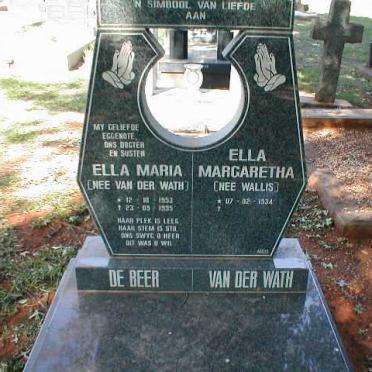 BEER Ella Maria, de nee VAN DER WATH 1953-1995 :: VAN DER WATH Ella Margaretha nee WALLIS 1934-